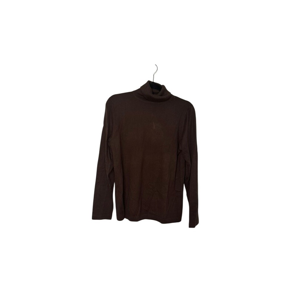 QVC Style Brown Long‎ Sleeve Turtleneck Top Women's Blouse Knit Pullover NWT